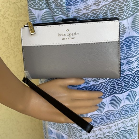 Kate Spade Staci Colorblock Phone Wallet Wristlet in Nimbus Grey - Picture 15 of 16